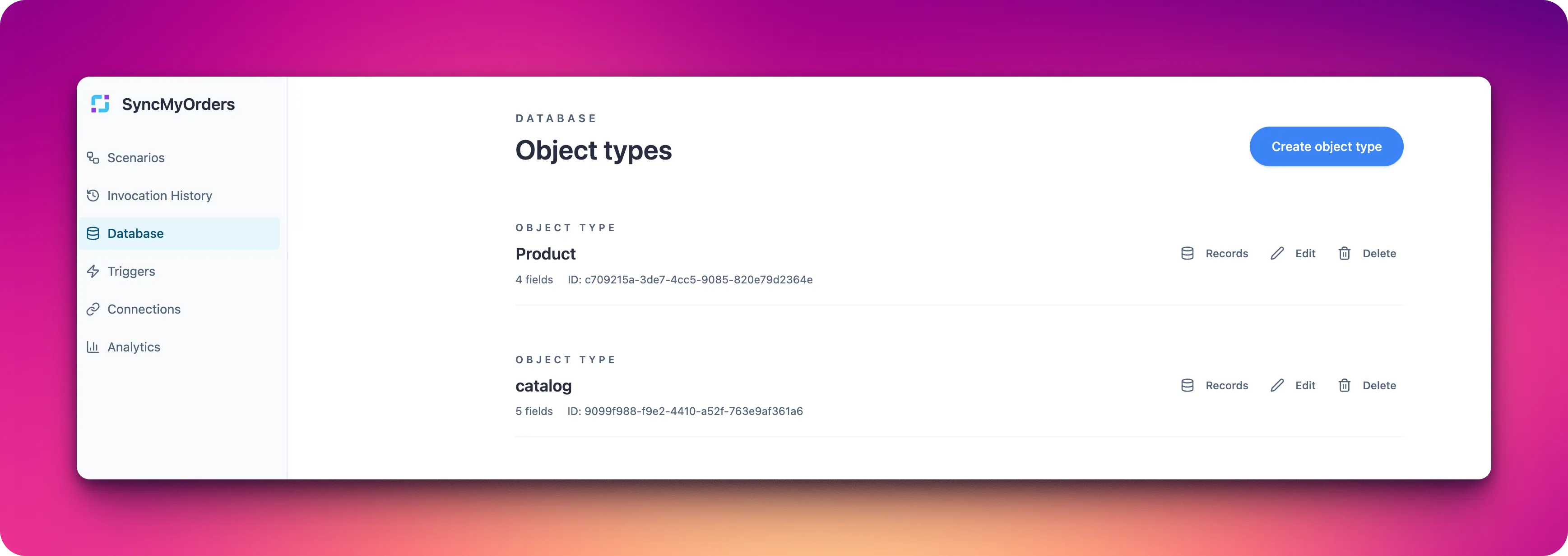 SyncMyOrders Database Management