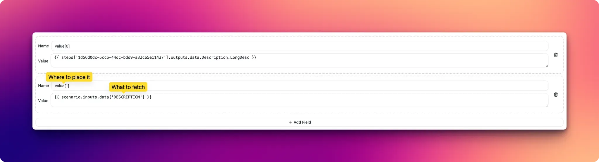 Input mapping example